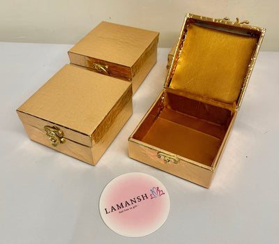 65 Rs each on buying 50+ pcs | WhatsApp at 8619550223 to order Cash box LAMANSH 4*4 inch Golden fabric Cash Gaddi boxes for Indian wedding Favors 🎁 | Mini Trunks for Gifting and shagun