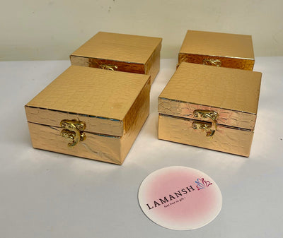 65 Rs each on buying 50+ pcs | WhatsApp at 8619550223 to order Cash box LAMANSH 4*4 inch Golden fabric Cash Gaddi boxes for Indian wedding Favors 🎁 | Mini Trunks for Gifting and shagun