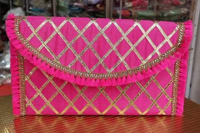 65 Rs each on buying 🏷in bulk | Call 📞 at 8619550223 Clutch with handle LAMANSH® Gota checks Hand Clutches Purse, Bags for Wedding Favors , Return Gifting 🎁 & giveaways