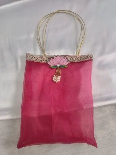 75 rs each on buying 25+ pcs / WhatsApp at 8619550223 to order 🔥 gift bags Multicolor Lotus Organza gifts bags for return gifts 🎁 and favours in weddings, pooja or festivals like Diwali and Navratri (8*10 inch size)