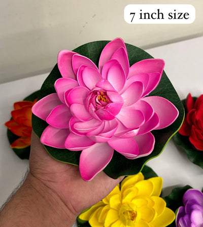 75 Rs each on buying 🏷50+ qty | Call 📞 at 8619550223 Artificial Flowers LAMANSH (7 inch) Artificial Rose Water Floating Flowers 🌺/ Rubber Floating Lotus Flowers with Rubber Leaf for Outdoor Indoor Home Decoration and Craft / Decor product for Wedding & Festive season