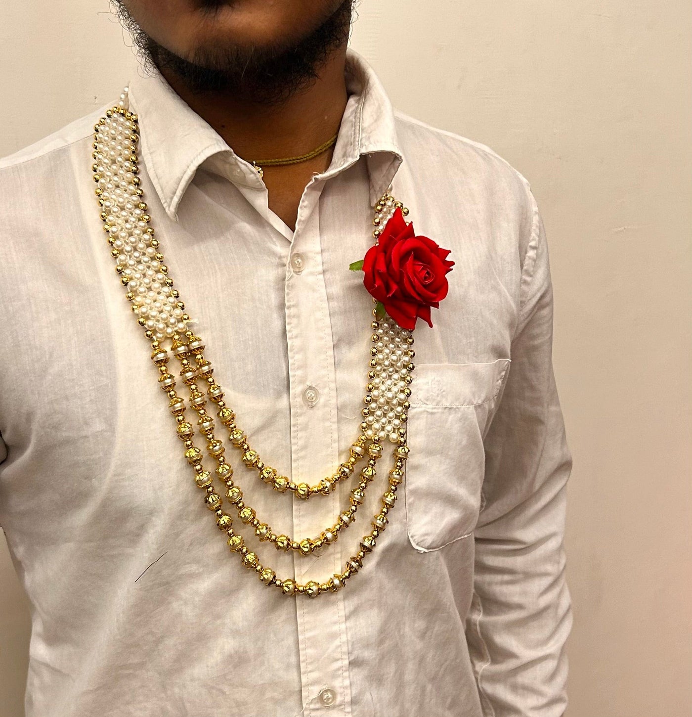 75 Rs each on buying 🏷50+ qty | Call 📞 at 8619550223 Barati Swagat mala Welcome Necklace Mala with rose flower / Barati Swagat Moti Mala / Dupatta / Stole  For Weddings, Perfect for Guest Welcome