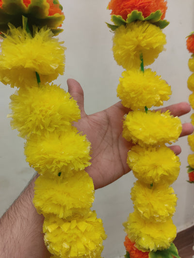 750 Rs (Pack of 10) on buying 10 packets 🏷️ mogra hangings LAMANSH® Decorative Mogra X Marigold leaves hanging toran for Festival decor | Navratri & Diwali decor 💥 items (Set of 10 strings)