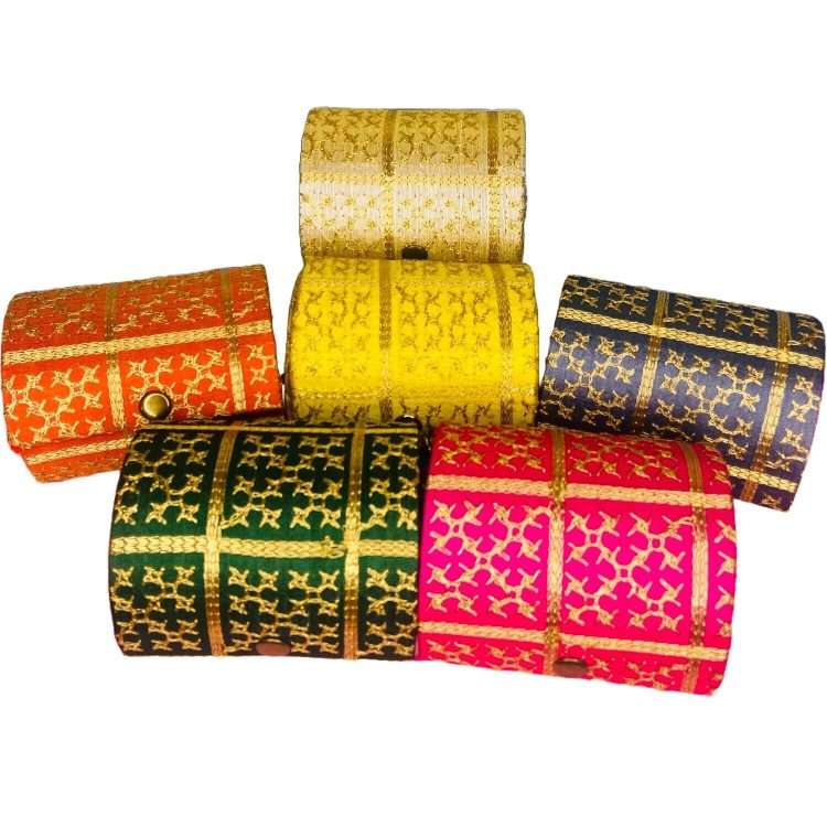 80 Rs each on buying 🏷️ 50+ pcs | Call 📞 at 8619550223 Bangles Box LAMANSH Gold Embroidered Bangle boxes for haldi mehendi sangeet favors for bridesmaids / Wedding return gifts 🎁 for bangles packing