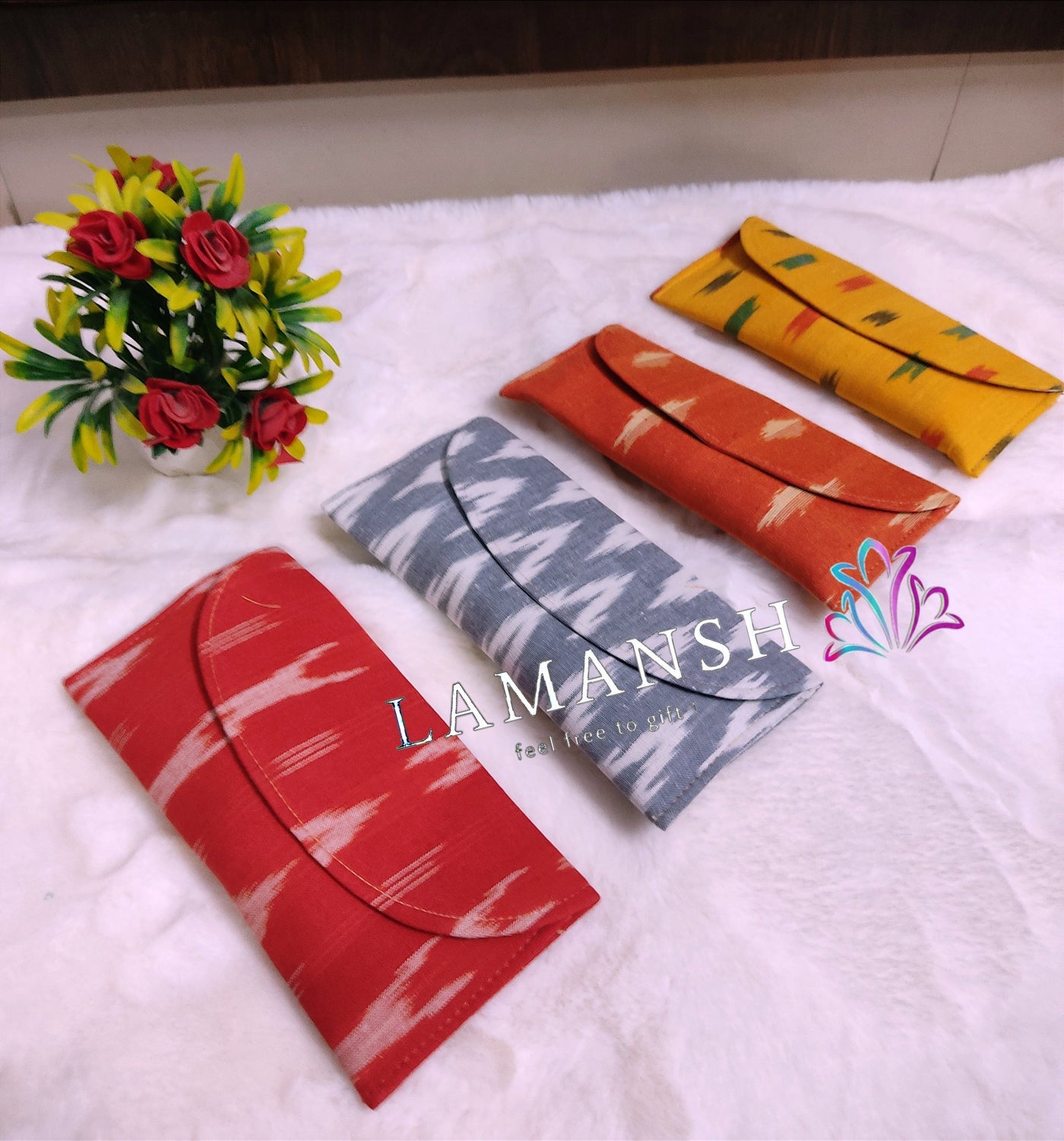 80 Rs each on buying 🏷in bulk | Call 📞 at 8619550223 Clutch LAMANSH® Assorted colors Wedding Fabric Envelopes / Fabric Clutches for Wedding Favors & Return Gifts 🎁