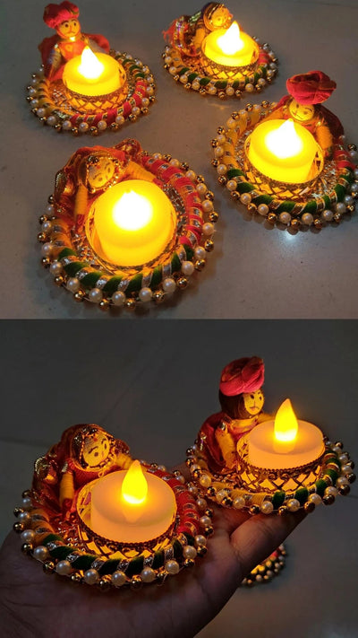 80 Rs per pair on buying 🏷️50+ pairs Candle Holders LAMANSH® Raja Rani Puppets Tealight Candle holder stand ( NEW ) for Diwali and Home Decoration / Rajasthani Dolls Candle holders for Festival ✨ giveaways (candles are included)