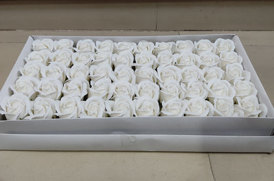 800 Rs each packet on Purchasing in bulk 📱at 8619550223 Raw materials for Flower jewellery Big White Plastic Rose Flowers for Art & Craft | Jewellery Making | Box of 50 pcs