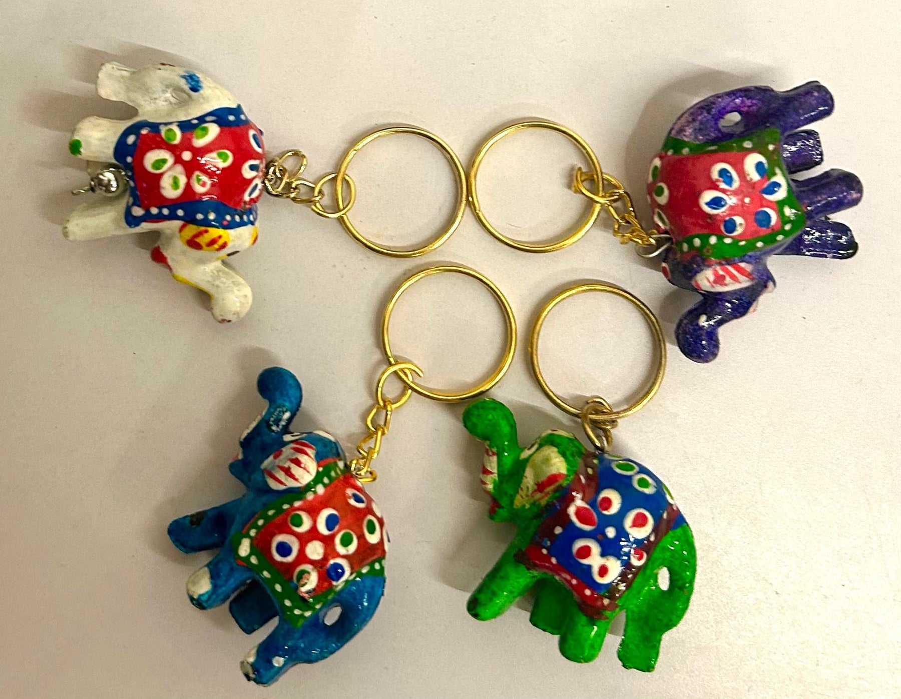 Pack of 12 Handcrafted Beautiful wooden Lac Elephant Key Chain for return gifts 🎁