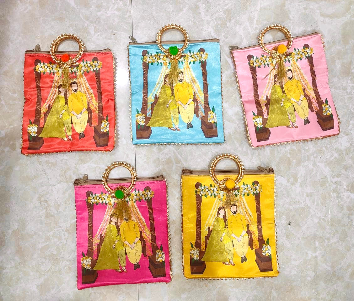 Mehendi Return gift bags / Mehendi ceremony of couple printed gift 🎁 hand bags for return gifting and giveaways to bridesmaids and guests