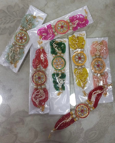 90 Rs each bracelet on buying 50+ pcs / WhatsApp at 8619550223 to order 🏷️ rakhi Assorted colors / Pack of 20 LAMANSH® Pack of 20 Designer Rakhi | Pearl Beaded Kundan Bracelet / Stone Rakhi's for 2022 Rakshabandhan Giveaways