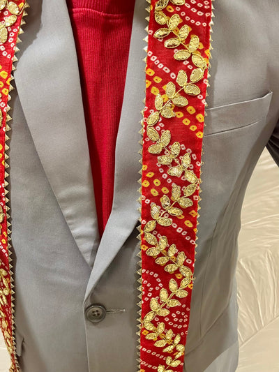 90 Rs each on buying 30+ pcs / WhatsApp at 8619550223 to order guests welcome stoles Gota bandhej zari work Fabric Welcome Stoles for Wedding Guests Barati | Swagat Dupatta's for Gents & Female Guests