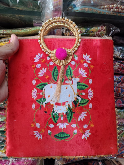 90 Rs each on Purchasing 100+ pcs gift hand bag LAMANSH® Single side Pichwai Print Return Gifts 🎁 bags with gota chudi handle | Floral Print Hand Bags for Return Gifting in Puja & Wedding