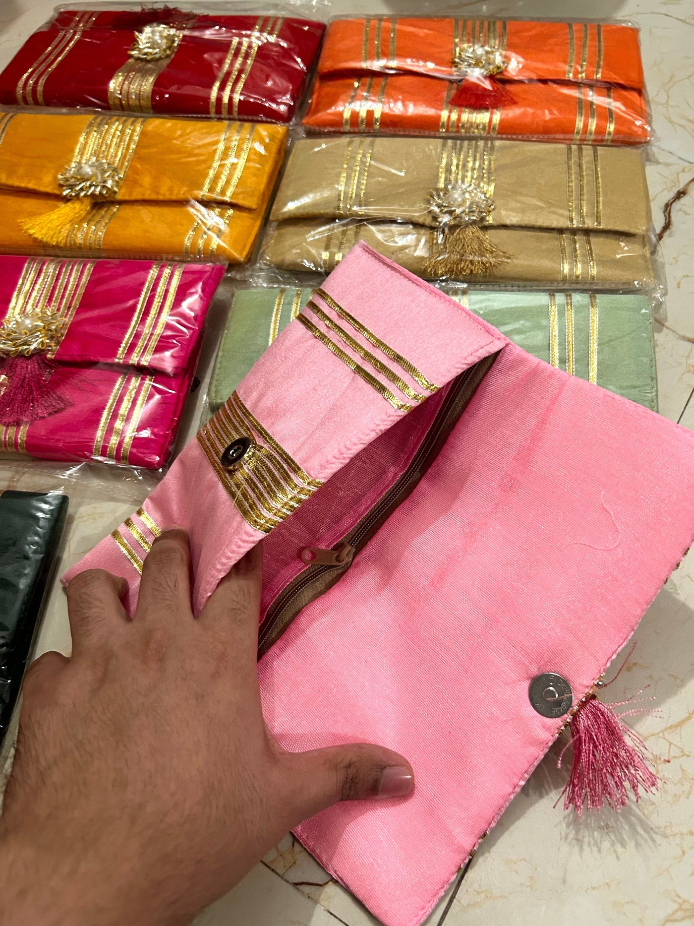 95 Rs each on buying 🏷 50+ qty | Call 📞 at 8619550223 Clutch Wedding Favor Return Gift Gota Clutch Bag, Indian Envelope Bag Gift For Her, Guest Gift Bag return gift party gift envelope bag