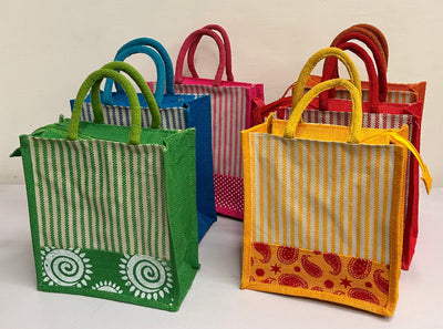 95 Rs each on buying 🏷 50+ qty | Call 📞 at 8619550223 jute gift bags LAMANSH® Designer Printed Jute Gift Bags for Festive & Wedding ceremony | Gift packing bags