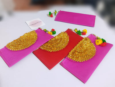 95 Rs each on buying 🏷in bulk | Call 📞 at 8619550223 Clutch LAMANSH® (8*5 inch) Gota Patti Fabric Wedding Envelopes Clutches for Return Gifting 🎁