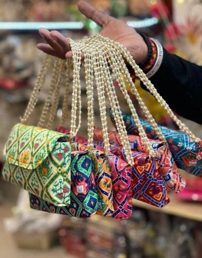 95 Rs each on buying 🏷in bulk | Call 📞 at 8619550223 Clutch with handle LAMANSH® Designer Patola Hand Clutches with Handle | Hand Bags for Wedding Favors , Return Gifting 🎁 & giveaways
