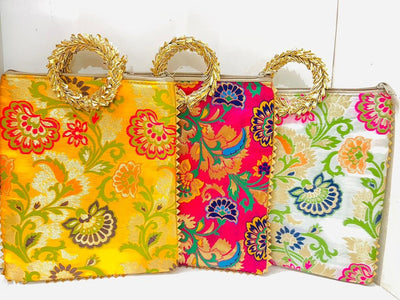 95 Rs each on buying 🏷in bulk | Call 📞 at 8619550223 gift hand bag LAMANSH 8*10 inch Flower 🌺 print gift bags with gota chudi handle | Wedding favors for bridesmaids, gifts for puja, festivals