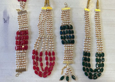 95 Rs each set on buying 50+ sets / WhatsApp at 8619550223 to order 🏷️ rakhi LAMANSH set of Pearls moti mala necklace & Rakhi bracelets for rakhi and wedding giveaways and return gifts 🎁
