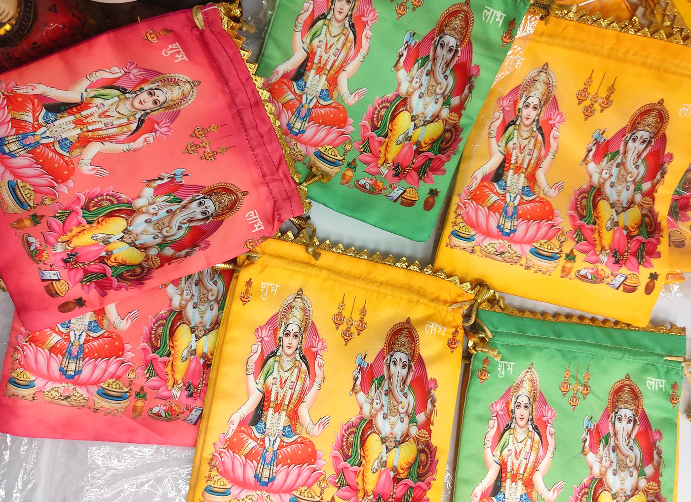 Laxmi ganesh ji print potli bags for Diwali, Navratri, wedding or festival return gifts (7*9 inch)