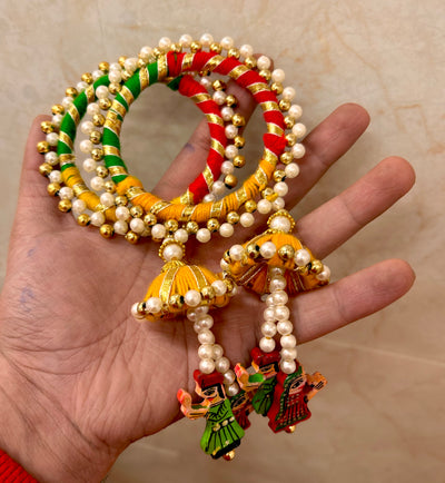 LAMANSH Gota bangles with Raja rani latkan / Rajasthani style bangles for haldi mehendi and wedding giveaways