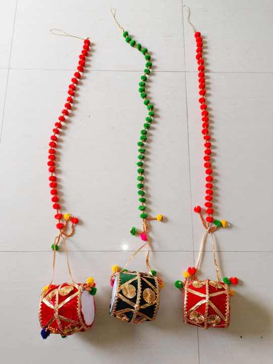 Decorative pom pom hangings with dholak / Indian Wedding Decorative Dholak Decoration Hangings For Diwali navratri festival decor / Ideal for wedding event planners