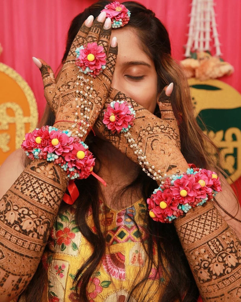 LAMANSH® Bridal Artificial Flower Jewellery set for Mehendi