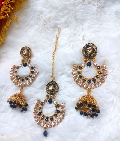 Lamansh chandbali jhumka & earrings Kundan Chandbali ✨ Jhumka & Teeka Set | Indian Wedding Jewelry