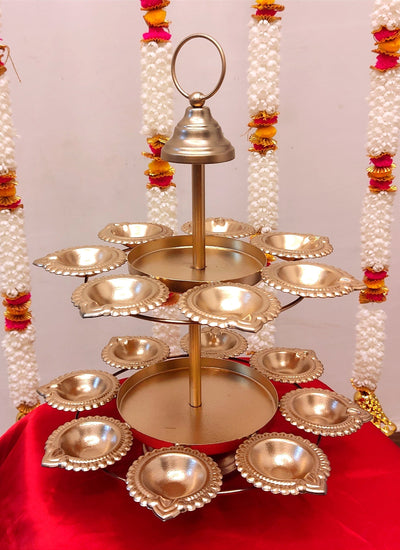 LAMANSH diya stand LAMANSH Decorative Metal Diya Stand for Festival Decor 🔥 in Diwali, Navratri & Ganesh Chaturthi