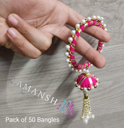 LAMANSH Floral 🌺 Giveaways Assorted Mix colors / 50 Floral Bangles with Latkan LAMANSH Artificial Gota Hathphool Bangles set /Mehendi Favors for Bridesmaid