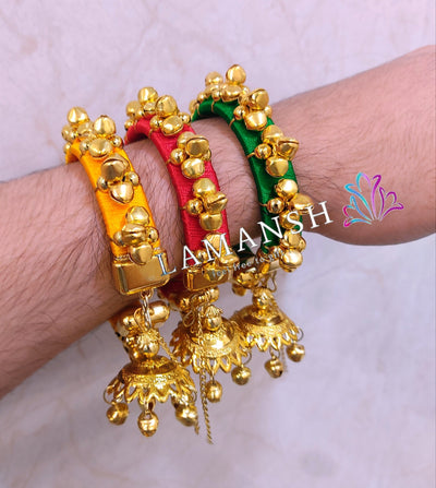 LAMANSH Floral 🌺 Giveaways LAMANSH® Gota work ghungroo bangles for haldi mehendi favors | Accessories for bridesmaids