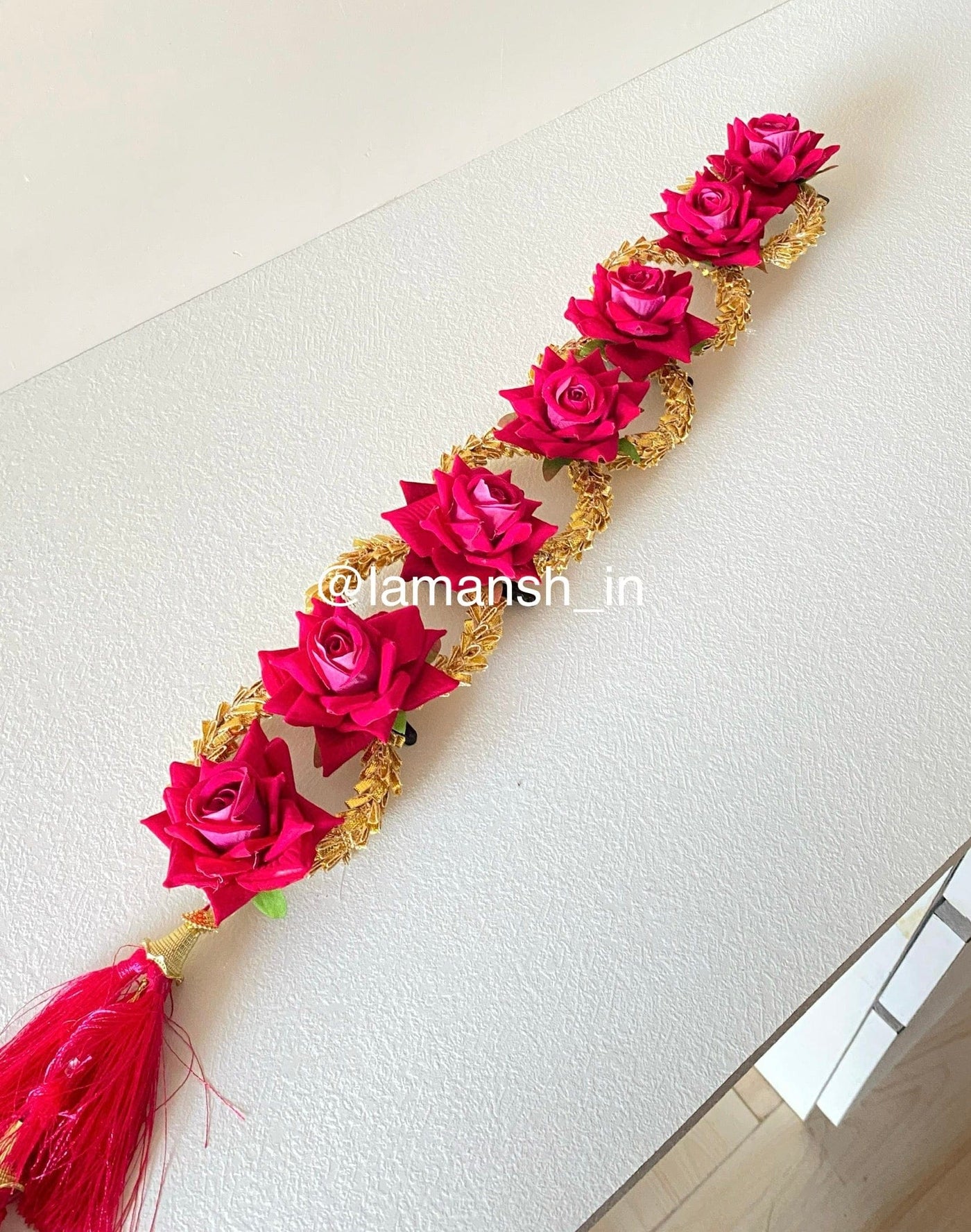 LAMANSH Floral hair accessory LAMANSH Bridal Rose Flowers 🌹 hair accessory for haldi mehendi ceremony