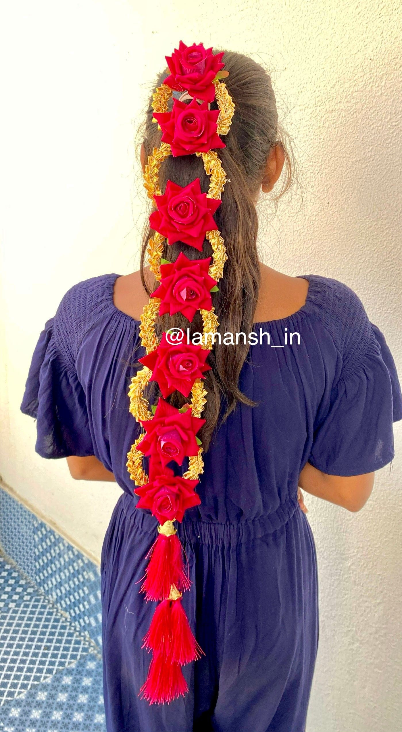 LAMANSH Floral hair accessory LAMANSH Bridal Rose Flowers 🌹 hair accessory for haldi mehendi ceremony