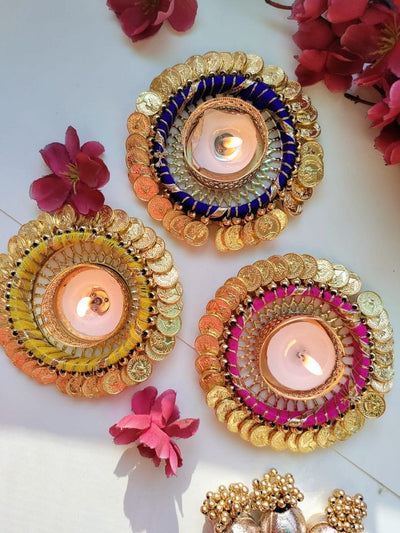 Lamansh ganesh ji candle holder Tea Light Candle Holder Weddings | Artificial Sikka Gota Candle Holders Candles Decorations Home Diwali Festival Gift haldi Mehndi gifts
