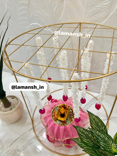 Lamansh ganpati backdrop Round Pooja Mandir Mandap Backdrop stand for Diwali , Navratri , Ganesh Chaturthi , Varalaxmi or Festivals decoration 🔥 (3*3*3 ft)