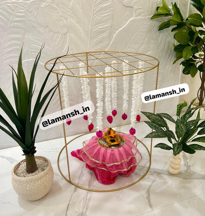 Lamansh ganpati backdrop Round Pooja Mandir Mandap Backdrop stand for Diwali , Navratri , Ganesh Chaturthi , Varalaxmi or Festivals decoration 🔥 (3*3*3 ft)