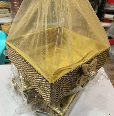 LAMANSH gift hamper basket LAMANSH® (10×10 inch & 8×8 inch) 10pcs Jute work Gifts Hampers, Fancy Storage Basket for Wedding /Packing/Fruit/Dry fruit/Multipurpose Baskets