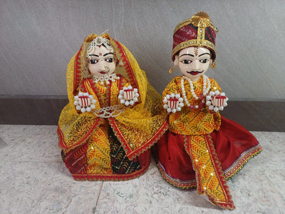 LAMANSH Isar Gangaur Wood / 9 inch height LAMANSH® ( 9 inch Height ) Set of 1 Pair Wooden Isar Gangaur Idols For Holi Gaur Gangor pooja