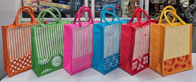 Lamansh jute gift bags LAMANSH® Designer Printed Jute Gift Bags for Festive & Wedding ceremony | Gift packing bags