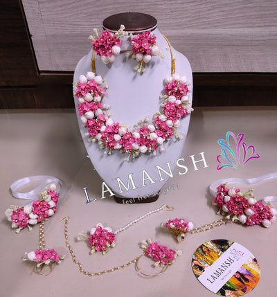 Lamansh latest floral set LAMANSH® Artificial Floral X Gypsophilla Mogra Jewellery set for Haldi & Mehendi ceremony 🌸