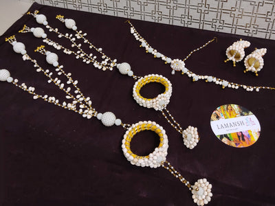 Lamansh latest floral set LAMANSH® Artificial Mogra Flowers Jewellery Set for Bride for wedding ceremony & Pre wedding video Photoshoot