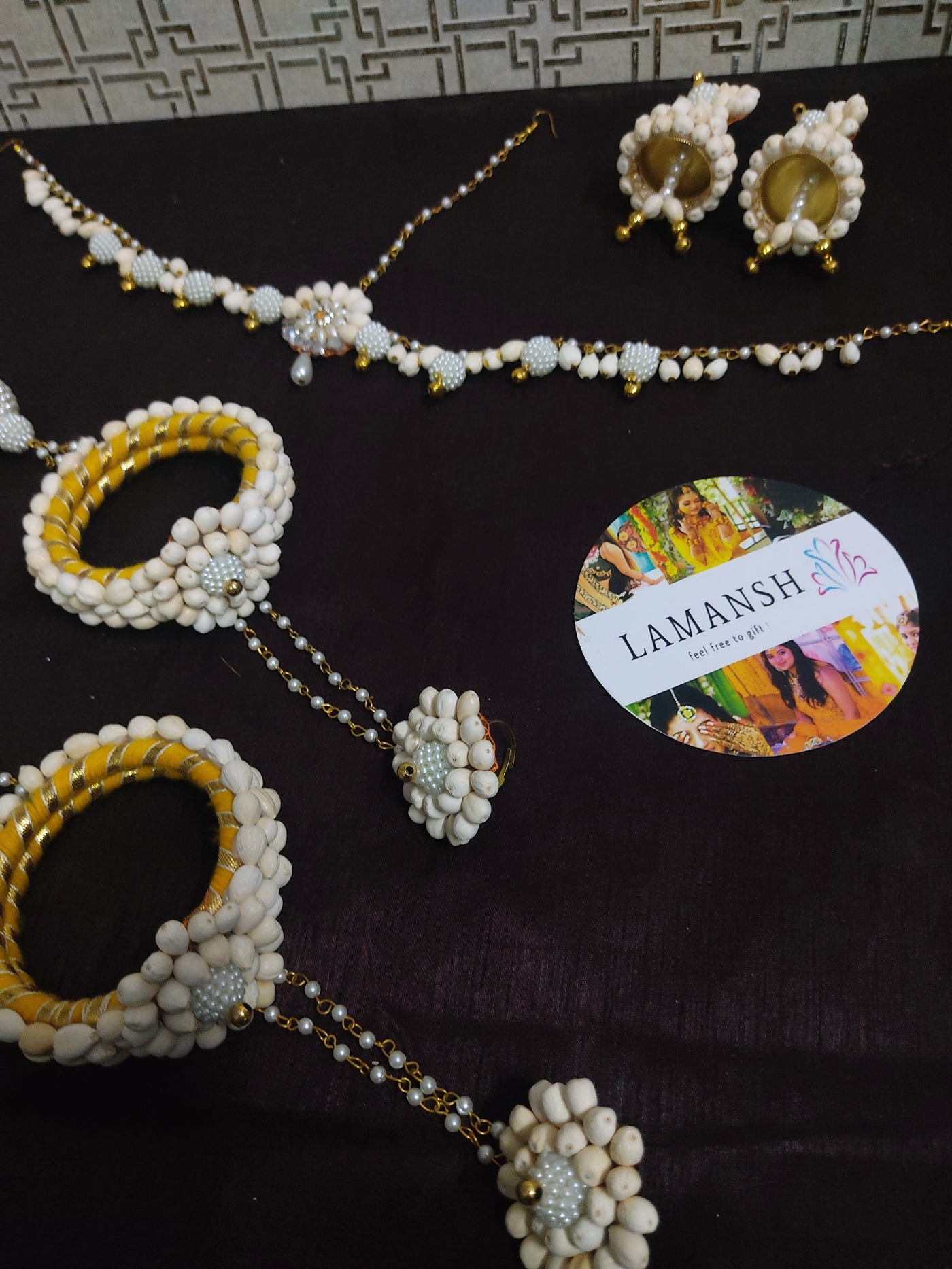 Lamansh latest floral set LAMANSH® Artificial Mogra Flowers Jewellery Set for Bride for wedding ceremony & Pre wedding video Photoshoot