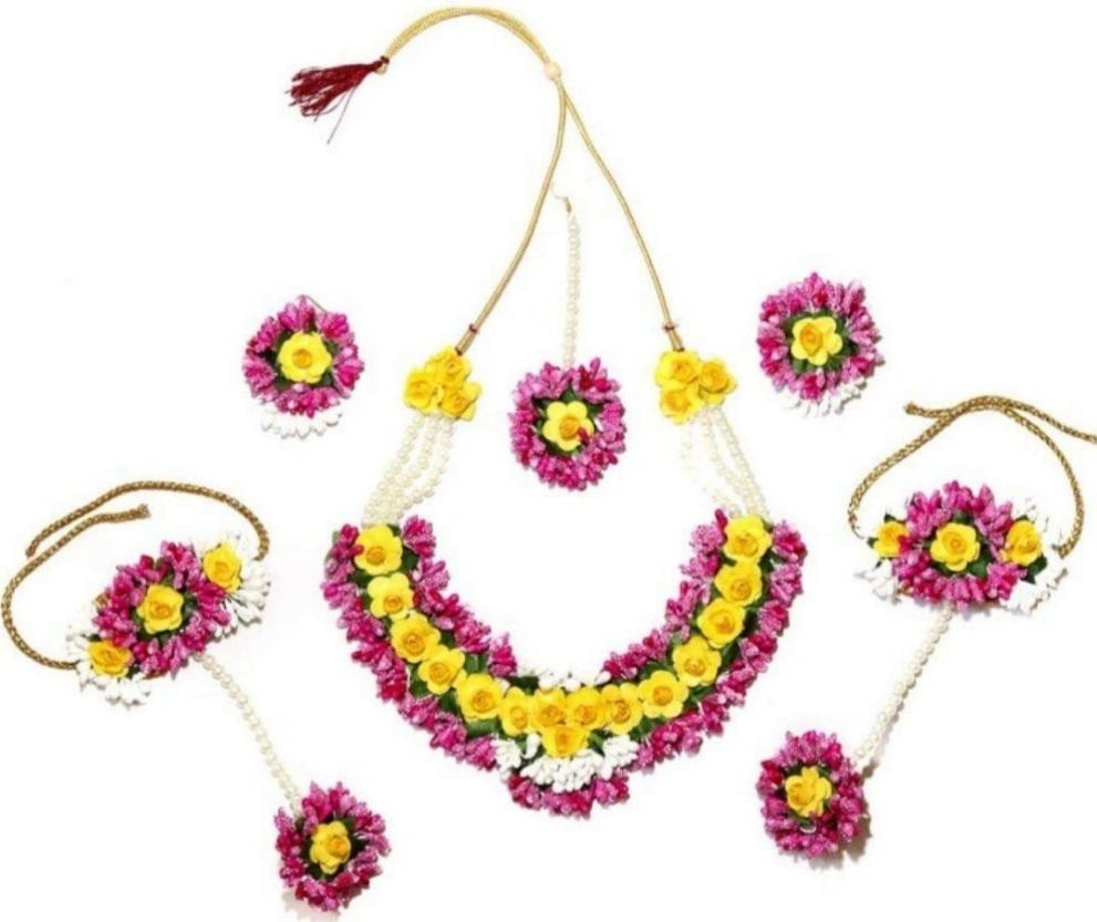 LAMANSH latest floral set LAMANSH® Bridal Flower Jewellery set for Haldi Ceremony