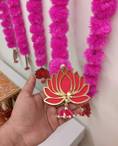 Lamansh lotus hanging LAMANSH 4 Feet Marigold Lotue Hangings for Diwali , Navratri & Ganesh Chaturthi Decor