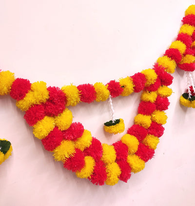 LAMANSH ® marigold hangings LAMANSH® Marigold Flower Full Door Decoration | Decoration Items for Home, Main Door, Mandir,Event,Party| Toran for Entrance Door, Torans for Entrance Door,Bandharwal toran for Home Door