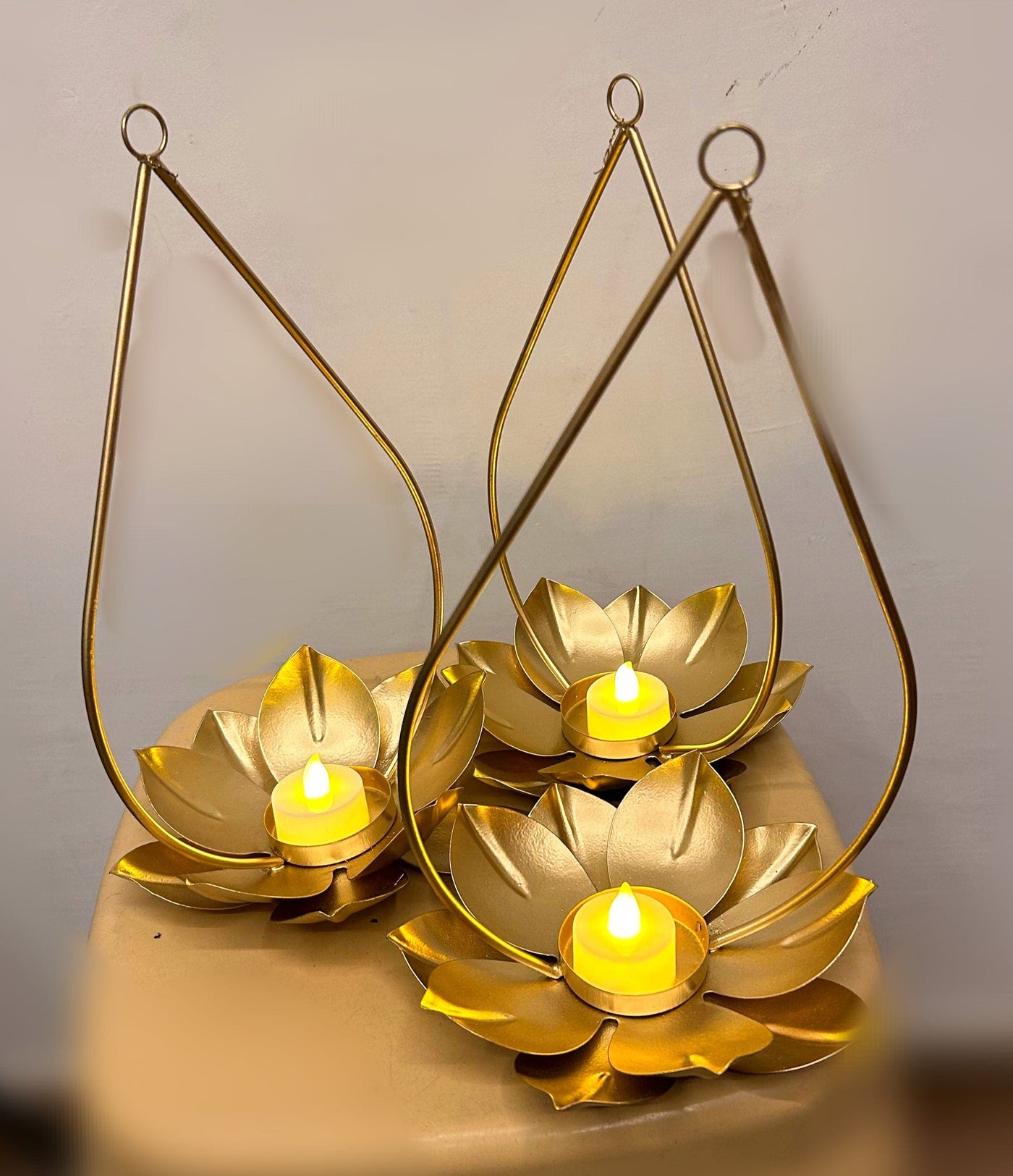Lamansh metal candle holder LAMANSH Diya shape Decorative Metal tealight candle holder stand | Diya stand for diwali 🕯️