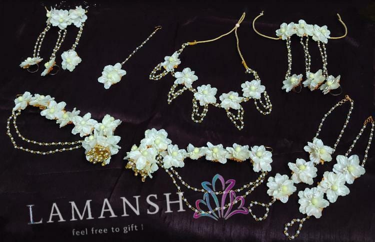 Flower Jewellery Sets for every function Floral Jewellery online for Haldi Mehendi Babyshower ceremony Lamansh