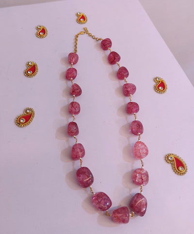 Lamansh pink handmade necklace Pink beaded Jewellery Necklace for Anniversary Party's