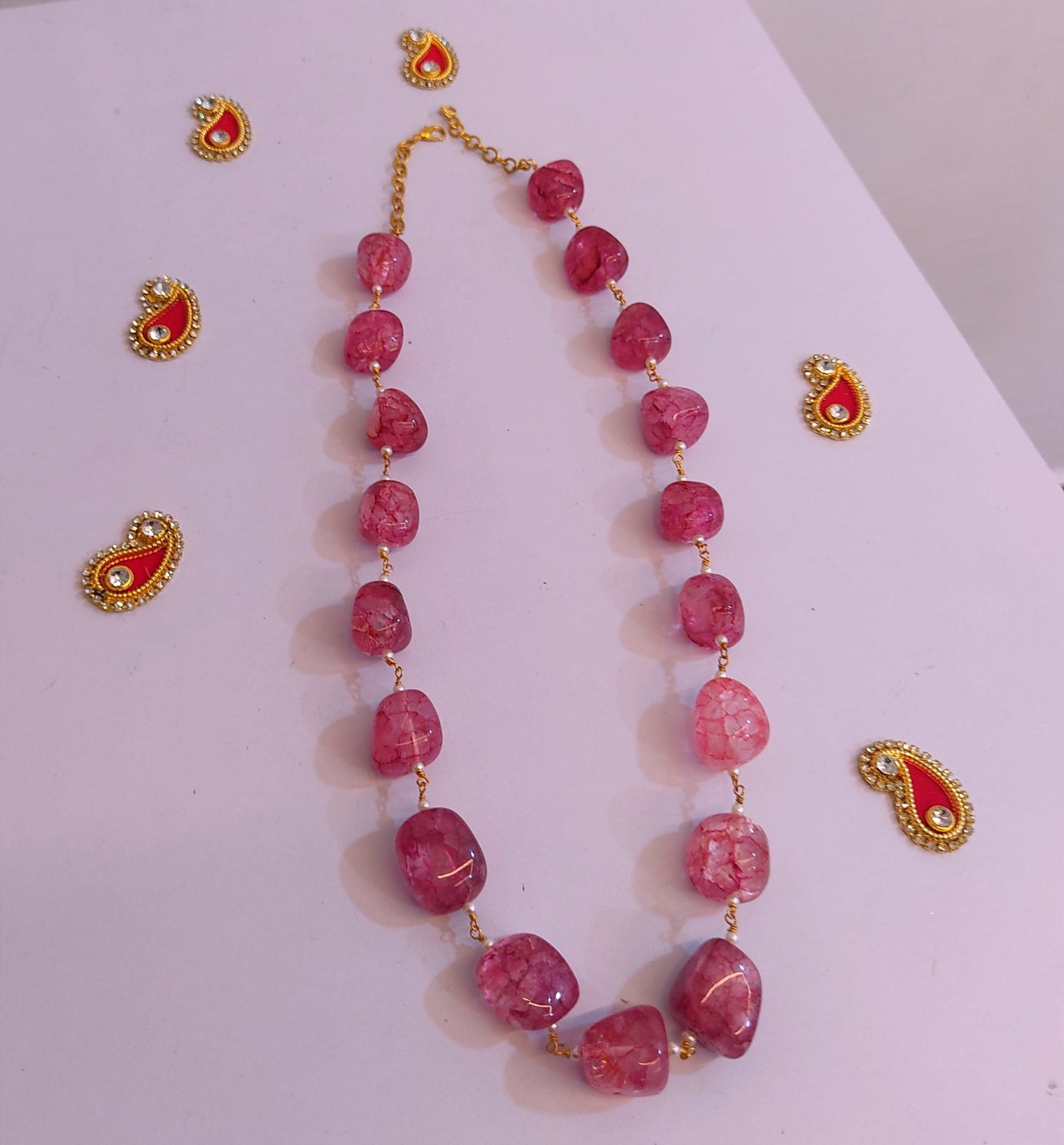 Lamansh pink handmade necklace Pink beaded Jewellery Necklace for Anniversary Party's