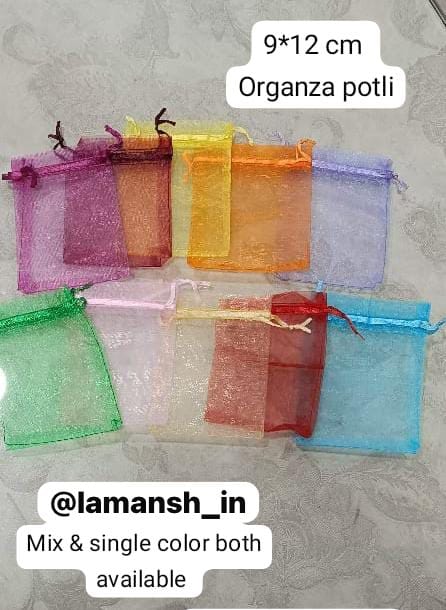 Lamansh potli bags LAMANSH (4 sizes, Pack of 100) Organza Potli for Wedding Return Gifts 🎁 | Low cost Packing potli Bags for putting Dry fruits