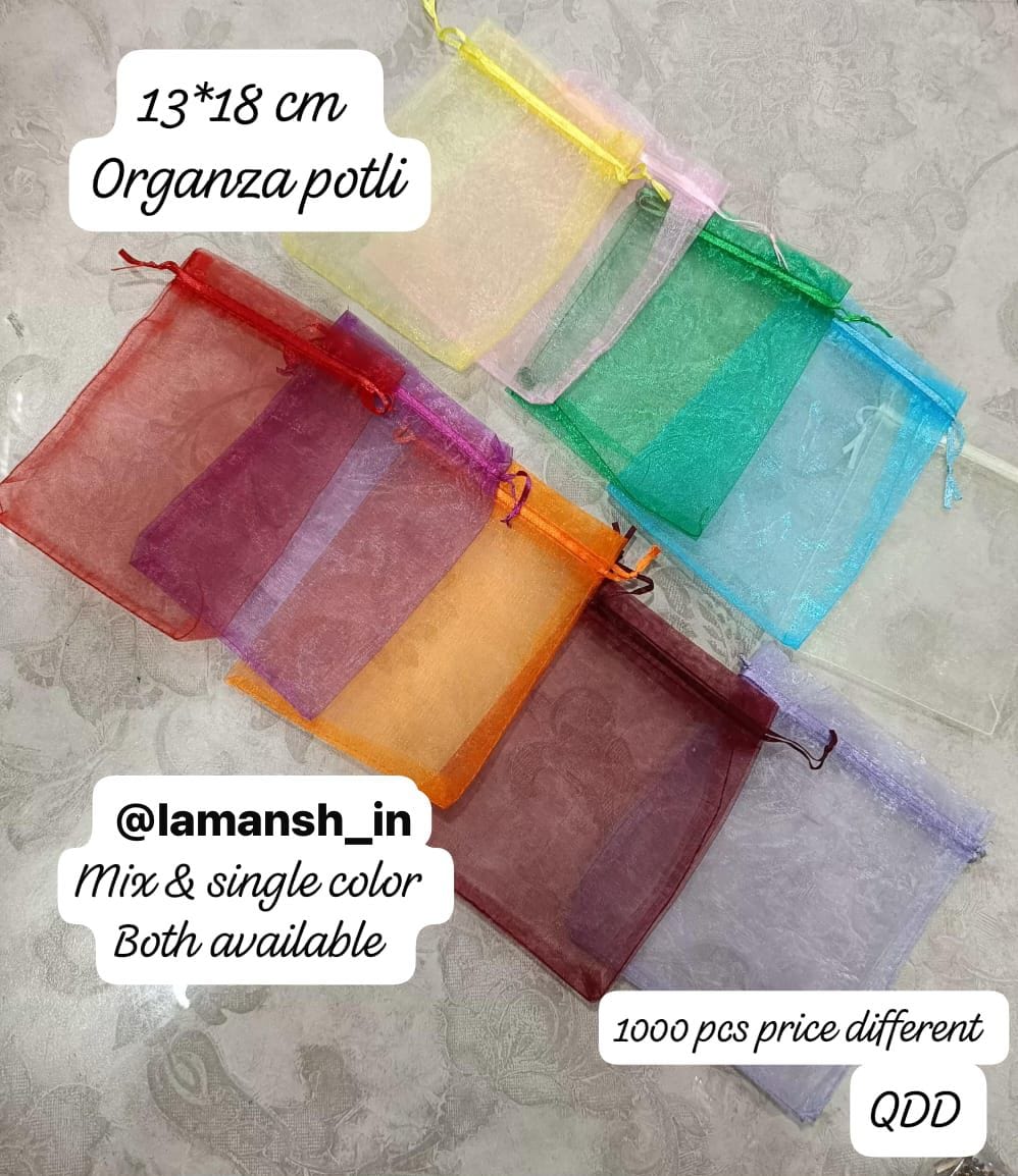 Lamansh potli bags LAMANSH (4 sizes, Pack of 100) Organza Potli for Wedding Return Gifts 🎁 | Low cost Packing potli Bags for putting Dry fruits